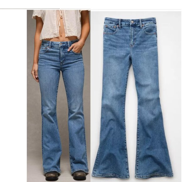 American Eagle Outfitters Blue Flare Jeans - Picture 1 of 15